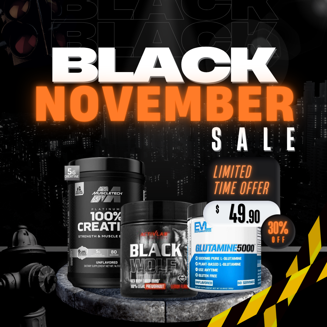 Black Friday Muscletech Creatine 400g - BlckWolf Preworkout - EVL Glutamine